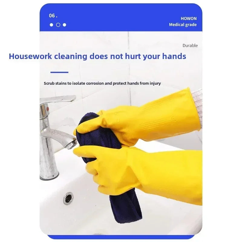 Natural Latex Gloves,Rubber,Household Kitchen Dishwashing And Laundry Car Wash,Thickened Acid And Alkali Resistant Latex Gloves