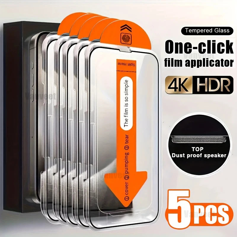 Tempered Glass Screen Protector For iPhone 16 15 14 13 12 11 17 18 Pro Max 16e Protective Film iPhone16 Pro Max XR X XS 7 8 Plus