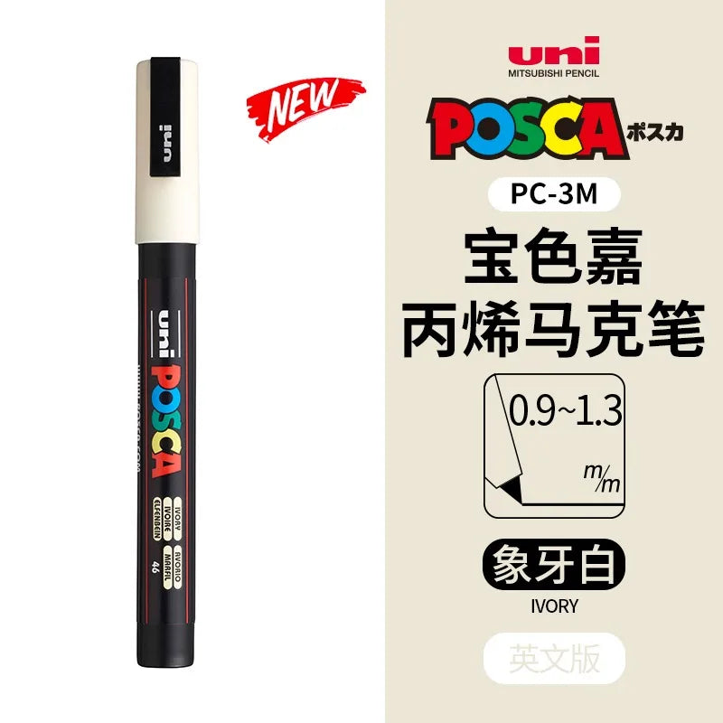 uni POSCA POP Water-Based Marker,Assorted Colors PC-1M/3M/5M 0.7~2.5mm Tips Professional Acrylic Paint Pen for Artists&Designers