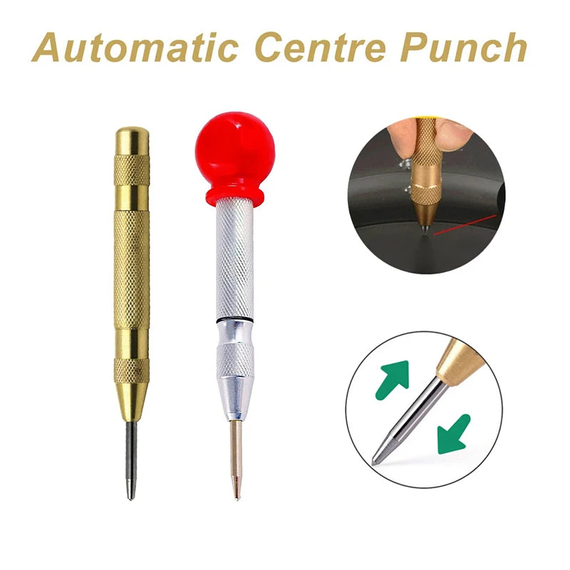 Automatic Center Punch 130MM Strong Adjustable Spring Loaded Drill Tool Woodworking Mental Puncher Loaded Marker Hand Tools