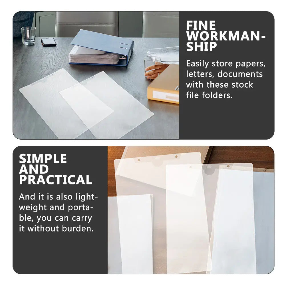 24Pcs Clear PP Plastic File Folder Sleeve Hanging Document Organizer for Office Study Paper Storage Portable File Container A4