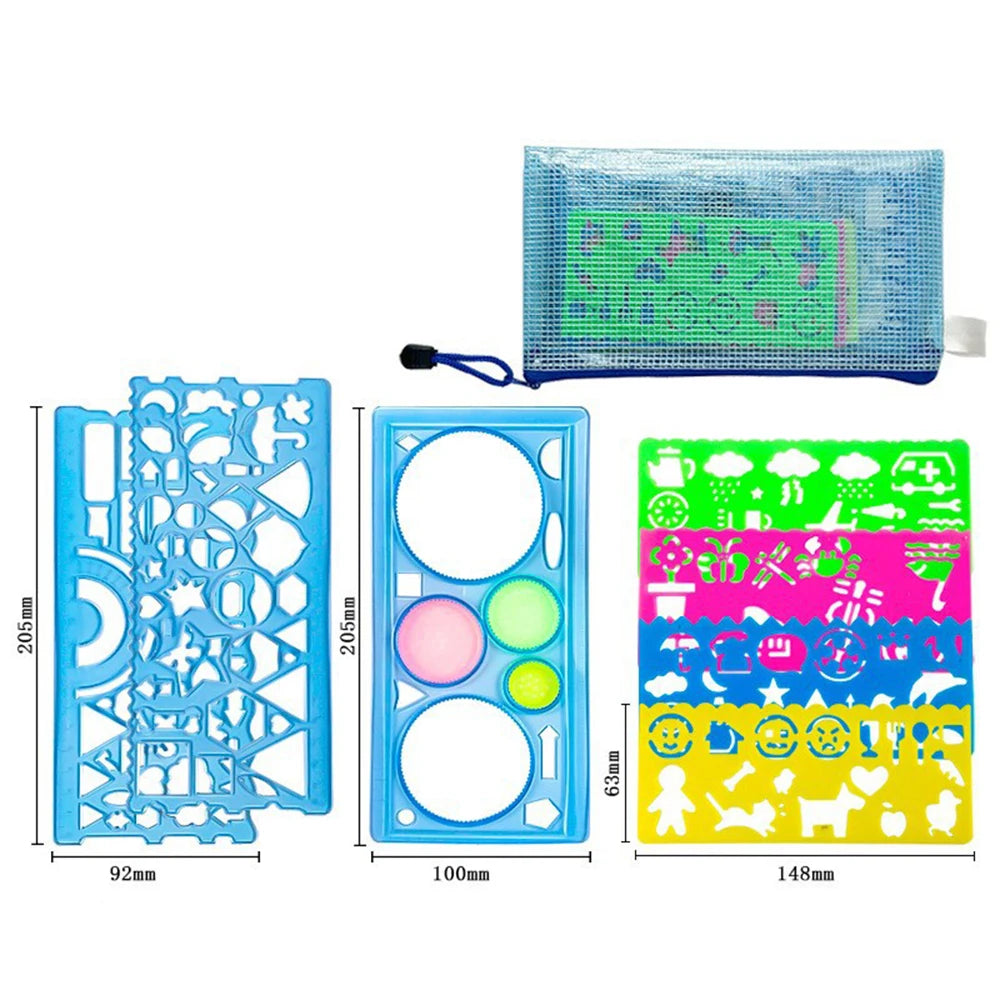 7-in-1 Spirograph Stencil Drawing Ruler Set For Children