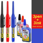 1-12 PCS 45mm Tip Waterproof Long Head Marker Pen Quick-Dry Ink for Woodworking Construction, Deep Hole White Black Red Blue