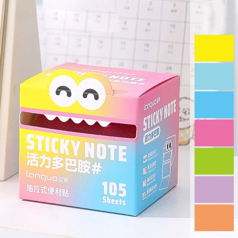 Mr. Paper 105/108Sheets/roll Pull-out Sticky Notes Student Stationery Sticky Notes Transparent Color Sticky Notes DIY Handbook