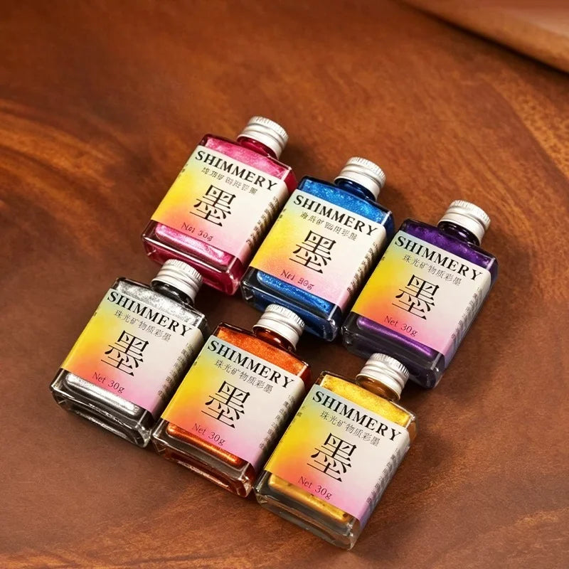 30ml Sheen Gold Calligraphy Ink Pearlescent Shimmer Metallic Mineral Based Chinese Brush Pen Sumi Ink