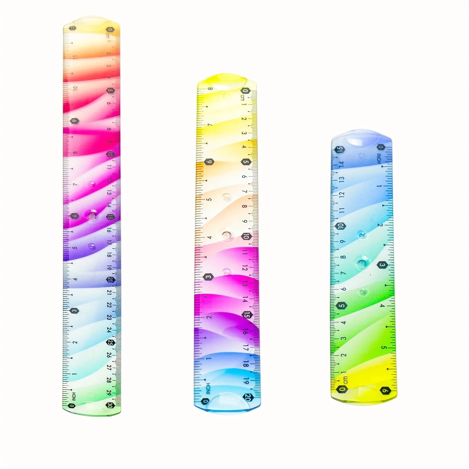 1pcs Rainbow Gradient Flexible Ruler, Unbreakable Soft Straight Ruler for Students, Artists, Home Office Daily Measuring Tools