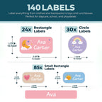 1pc 140 PCS Custom Name Labels, Personalized Cute Daydream Stickers for Bottles, Bags, Lunch Boxes, Clothes & Supplies