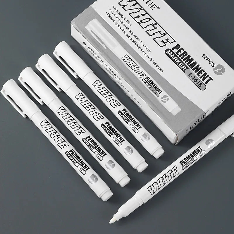 New 1/2/3PCS Waterproof Metal Marker Permanent White Paint Pen Washing Art Painting Graffiti Pens Fabric Wood Leather Marker1MM
