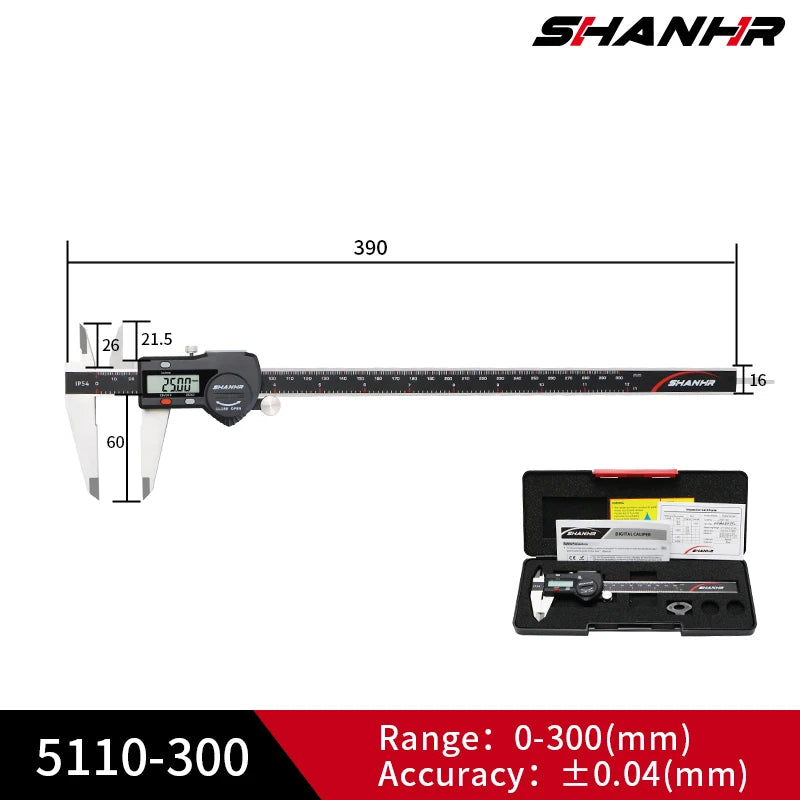 SHANHR 150/200/300 mm Digital Electronic Caliper Ruler IP54 Digital Vernier Caliper Digital Caliper Stainless Steel Calipers