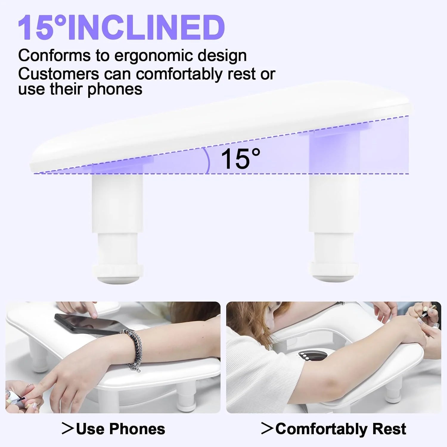 Upgraded U-Shaped Nail Arm Rest Adjustable Rotating Height Manicure Hand Rest Pillow Cushion for Nail Tech Salon Home Use