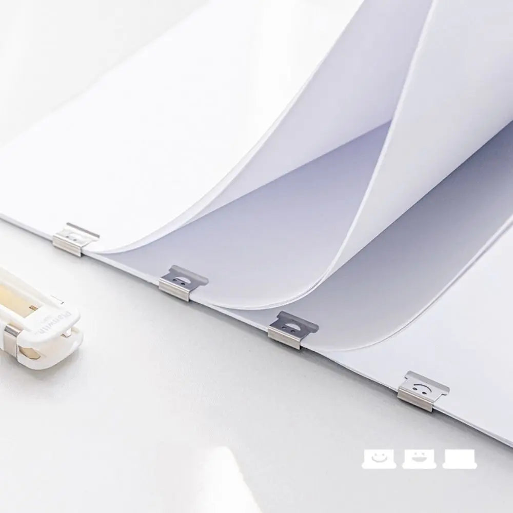 Smile Design Push Paper Clip New Plastics Mini Binder File Stapler Reusable Pusher Set School