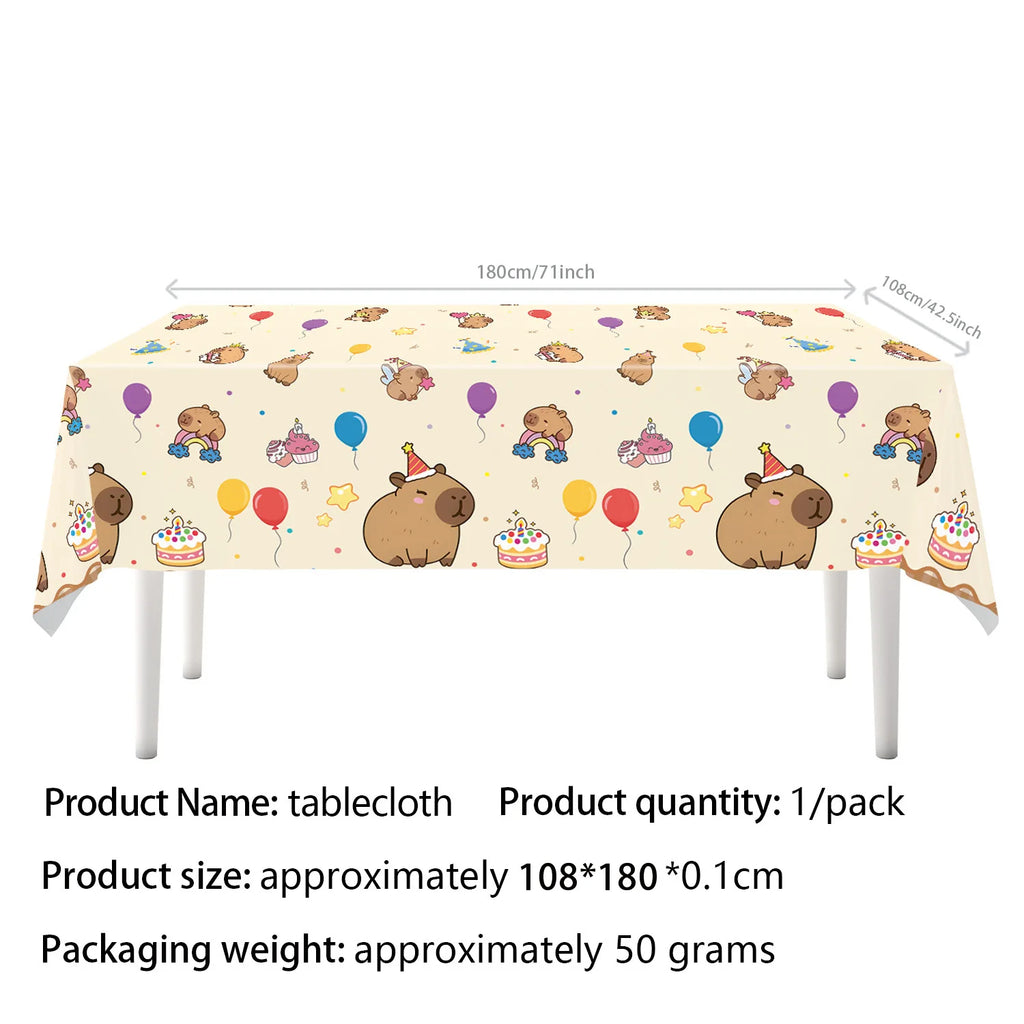 Capybara Party Theme Decoration Capybara Birthday Napkins Tablecloth Cup Plate Baby Shower Capybara Birthday Girl Party Favor