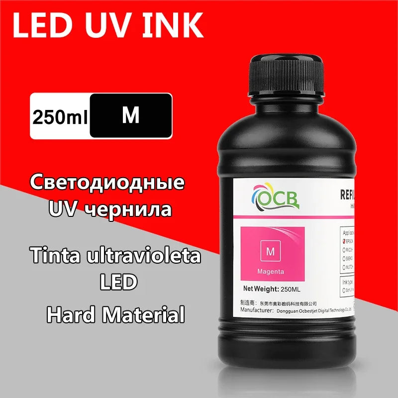 250ML Bottle LED UV Ink For Epson L800 L805 L1800 R290 R330 1390 1400 1410 UV Printer Ink UV Varnish Gloss Ink Hard INK Soft