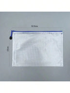 12pcs A4 Waterproof Zippered File Bags Plastic Mesh Bag for Travel Office Supplies 5 Colors