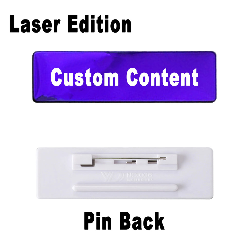 Stainless Steel Custom Name Tag with Pin Clip - Engraved Personalized Work Badge Business Identification Metal ID Name Plate