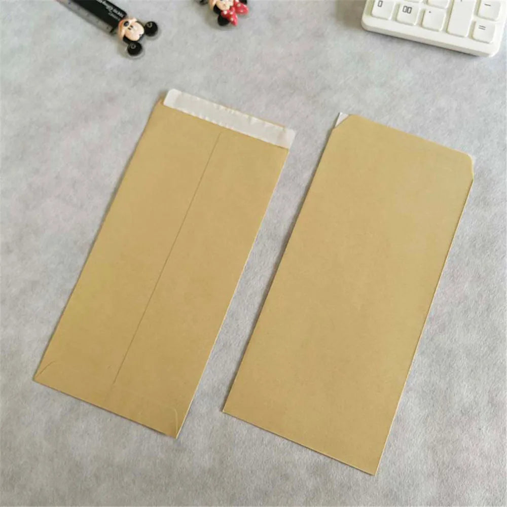 20pcs Kraft Paper Envelope with Self-adhesive Seal Tape Invitation Photo Envelope Bag Invoice Office Document Storage Envelope
