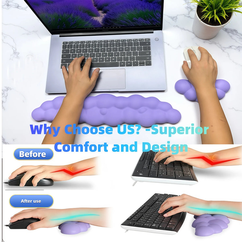 Cloud Shape Wrist Rest Pad Anti-Slip Desk Mat Memory Foam Palm Rest Ergonomic Mouse Pad Typing Wrist Rest Office Accessories