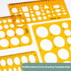 1/4Pcs Circle Template Measurement Geometry Ruler Circular Oval Drawing Template Drafting Ruler Office School Scale Drawing Tool