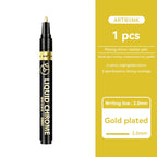 1-6pcs Chrome Pen Marker Mirror Waterproof DIY Reflective Paint Repair for Rock Ceramic Glass Metallic Gold/Silver 0.8/1/2mm Nib