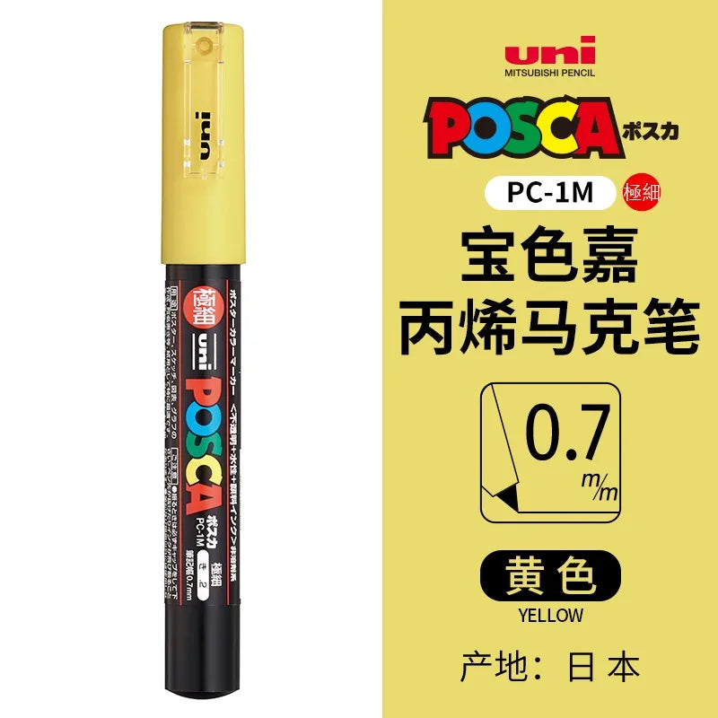 uni POSCA POP Water-Based Marker,Assorted Colors PC-1M/3M/5M 0.7~2.5mm Tips Professional Acrylic Paint Pen for Artists&Designers