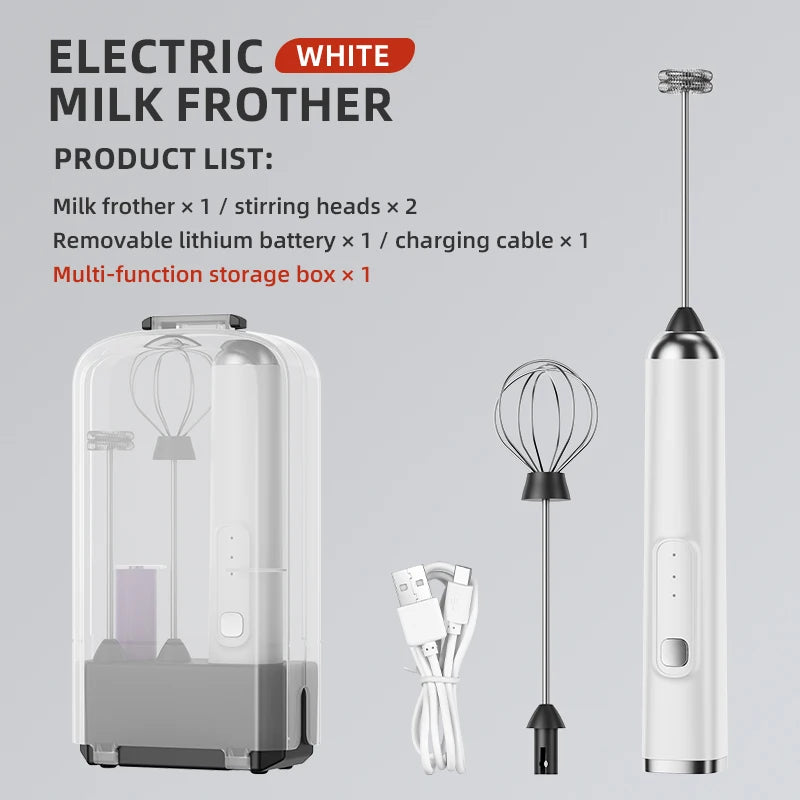 2026 New Electric Milk Frother Egg Beater Wireless Type-C Charging 3 Speeds Mini Handheld Foam Maker Coffee Whisk Cooking Tools