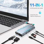 USB C HUB, USB C Adapter Dongle with 4K HDMI/VGA/Type C PD/RJ45/ SD/TF Card Reader For MacBook Pro/Air M1 iPad