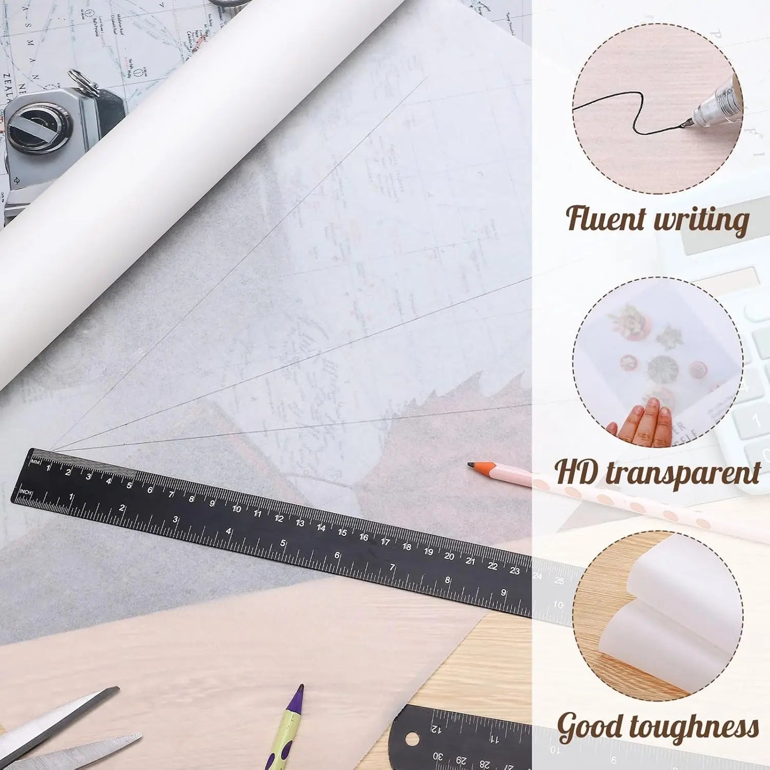 White Trace Paper Pattern Paper Translucent Tracing Paper for Sewing, Drawing, Sketch, Gift Wrapping