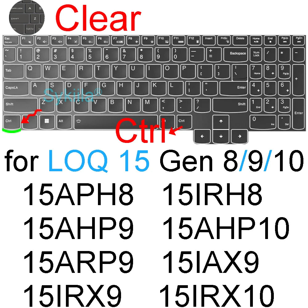 Keyboard Cover for Lenovo LOQ 15 16 17 Gen 11 10 9 15AHP11 15IHP11 15AHP10 15ARP10 15IRX10 17IRX10 Silicone Protector Skin Case