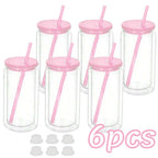 16OZ DIY Snowglobe Tumbler with Pre Drilled Hole Reusable Plastic Water Bottles Break-Resistant Mason Jar Cups for Holiday Gifts
