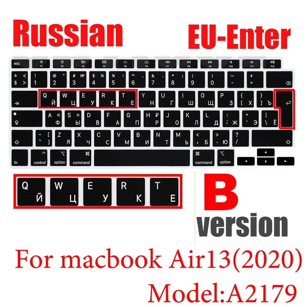 Russian Silicone Keyboard Cover Protector for Macbook Air13/12/15/16Pro Touchbar A2992/A3113/A2941/A1990/A3114/A2289A2337/A2141