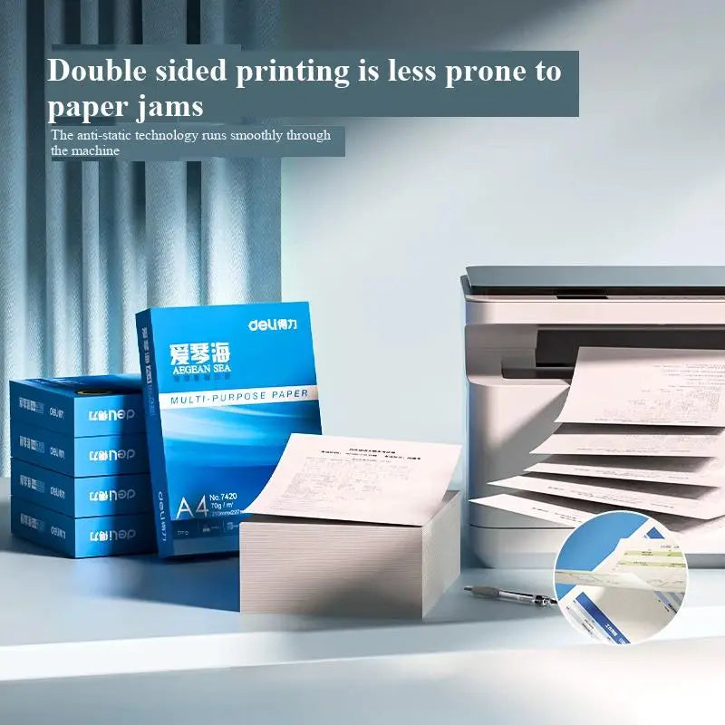 1 Pack 500 Sheets Deli A4 Multi-purpose Paper 70/80g Aegean Sea Series Copy Printing Paper 7420/7433