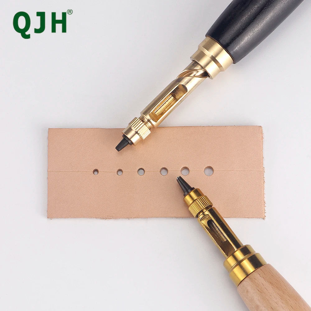 QJH 1Set Japanese Screw Punch Tool Kit Hole Punch 6 Tips Size 1.5mm - 4mm for Sewing DIY Leathercraft, Paper Crafts, Bookbinding