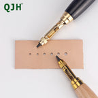 QJH 1Set Japanese Screw Punch Tool Kit Hole Punch 6 Tips Size 1.5mm - 4mm for Sewing DIY Leathercraft, Paper Crafts, Bookbinding