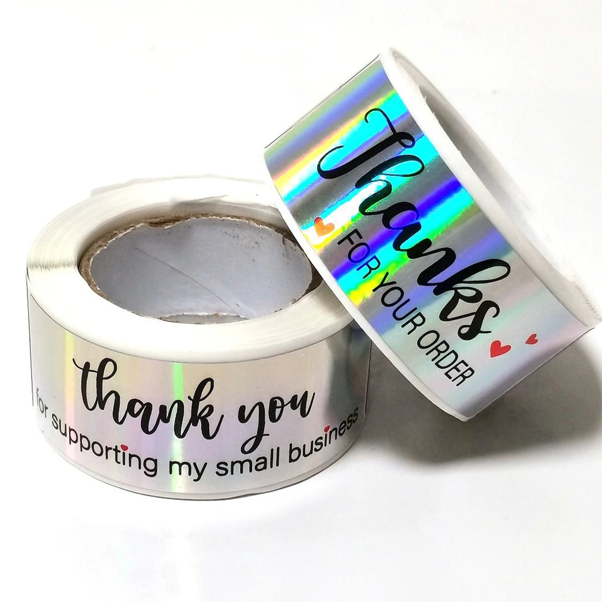 120Pcs 1x3 inch Rainbow Laser Thank You for Your Order Stickers Small Business Stickers Adhesive Labels Handmade Decor