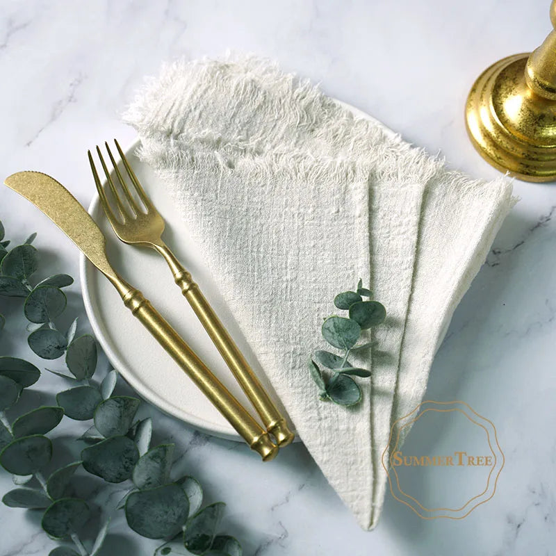 10pcs Napkins 41x41cm Cotton Cloth Gauze Retro Burr Rustic Towel Dining Place Mats Wedding Party Linen Fabric Table Decoration