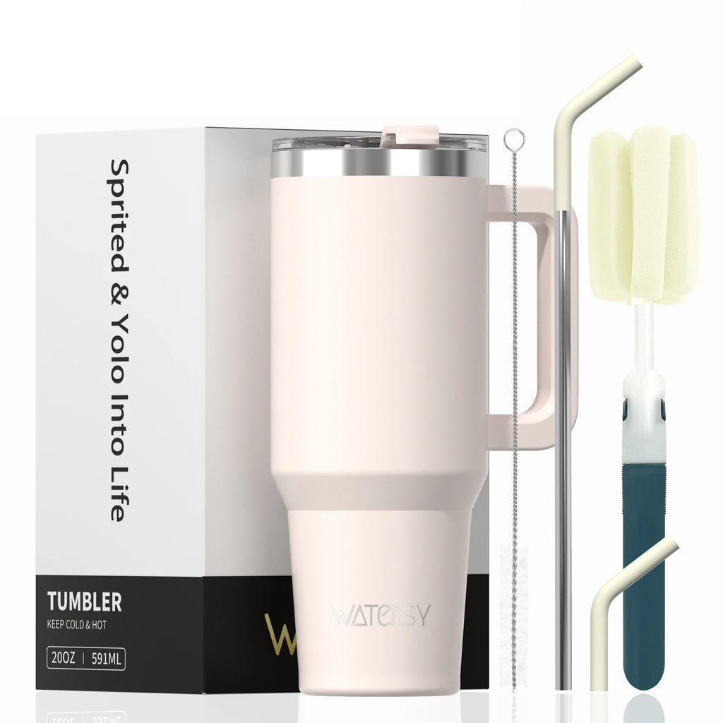 WATERSY Large Capacity 30/40oz Stainless Steel Tumbler with Handle And Straw Double Vacuum Insulated Thermal Coffee Mug