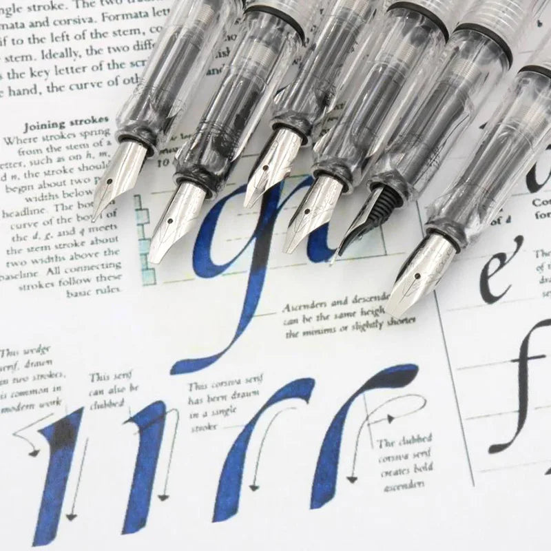 1pc Duckbill Gothic parallel Fountain Pen transparent white art Flat Tip School Student Office Gifts Stationery ink pens