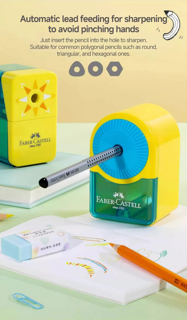 Faber-Castell Automatically Enters Lead Pencil Sharpener Desktop Rotary Anti Sticking Lead Second gear Hand-cranked Sharpener
