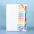 A4 12-Pocket Rainbow Accordion File Folder, Elastic Band Expanding Document Organizer with Index Tabs for School Office