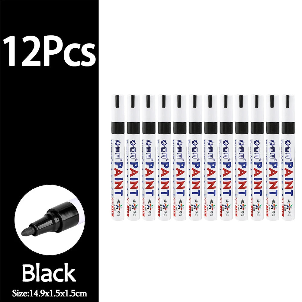 1/3/6/12Pcs Colorful Permanent Paint Marker Waterproof White Markers Tire Tread Rubber Fabric Paint Metal Paint Marker Pens
