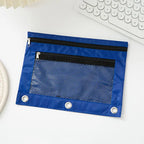 Double Zipper Pen Bag 3 Rings Binders Pencil Case File Bag Pencil Box For Erasers Rulers Markers Storage