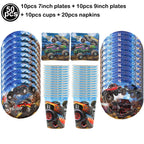 Monster Truck Party Supplies Disposable Tableware Plates Napkin Banner Tablecloth for Kids Boys 2nd Birthday Party Decorations