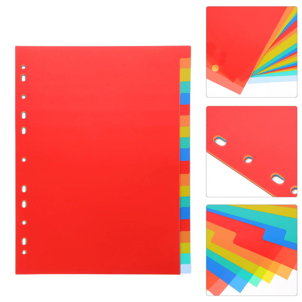 20 Index Dividers A4 11 Hole PP Notebook Tabs Separators Binder Divider Detachable Binder Dividers File Folders