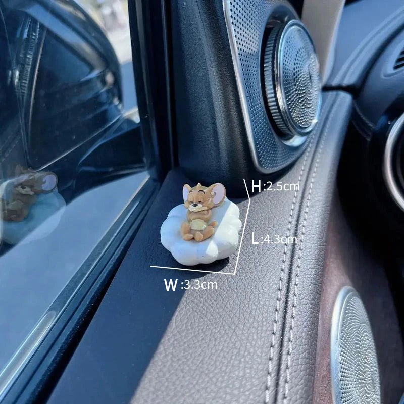 Cute Tom Car Dashboard Decor Set Cartoon Figure Jerry Vehicle Interior Desktop Ornament Collection Car Accessories Windshield