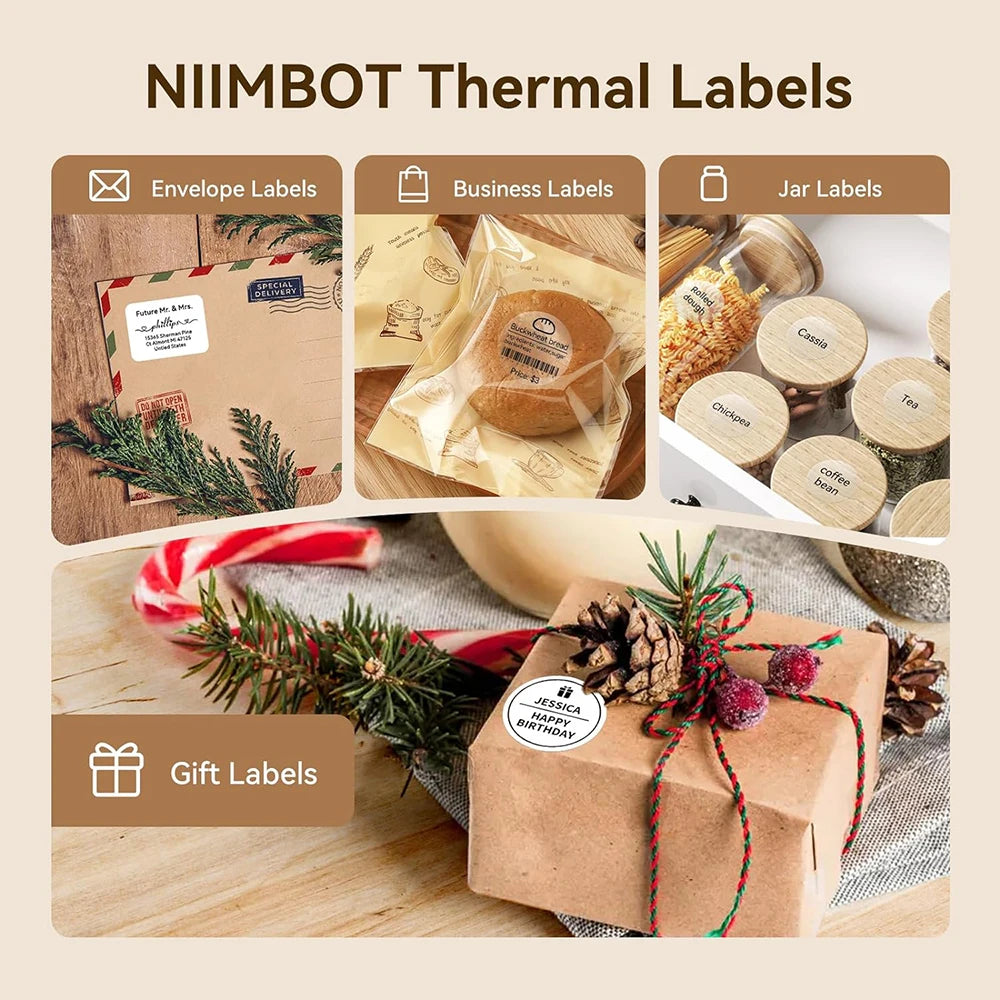 1 Roll NIIMBOT White/Cold Thermal Adhesive Label for B1 B21 B3S B31 B4 Anti-Oil Tear-Resistant Price Tag Home Bussiness Use