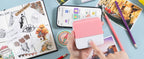 Thermal Mini Printer, Portable Inkless Sticker Maker,Bluetooth Free Cut Small Pocket Printer for Children DIY 57mm Photo Print