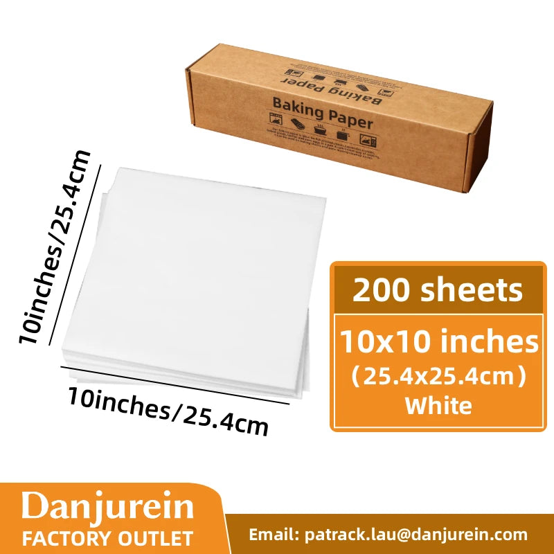 Parchment Paper Baking Paper Non-Stick Precut Square 4” to 12” Baking Sheets Oven Grilling Air Fryer Steaming Bread Cake Cookie