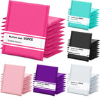 50 Pcs Multi Colors Bubble Mailer Bubble Padded Mailing Envelopes Mailer Poly for Packaging Self Seal Shipping Bag ﻿