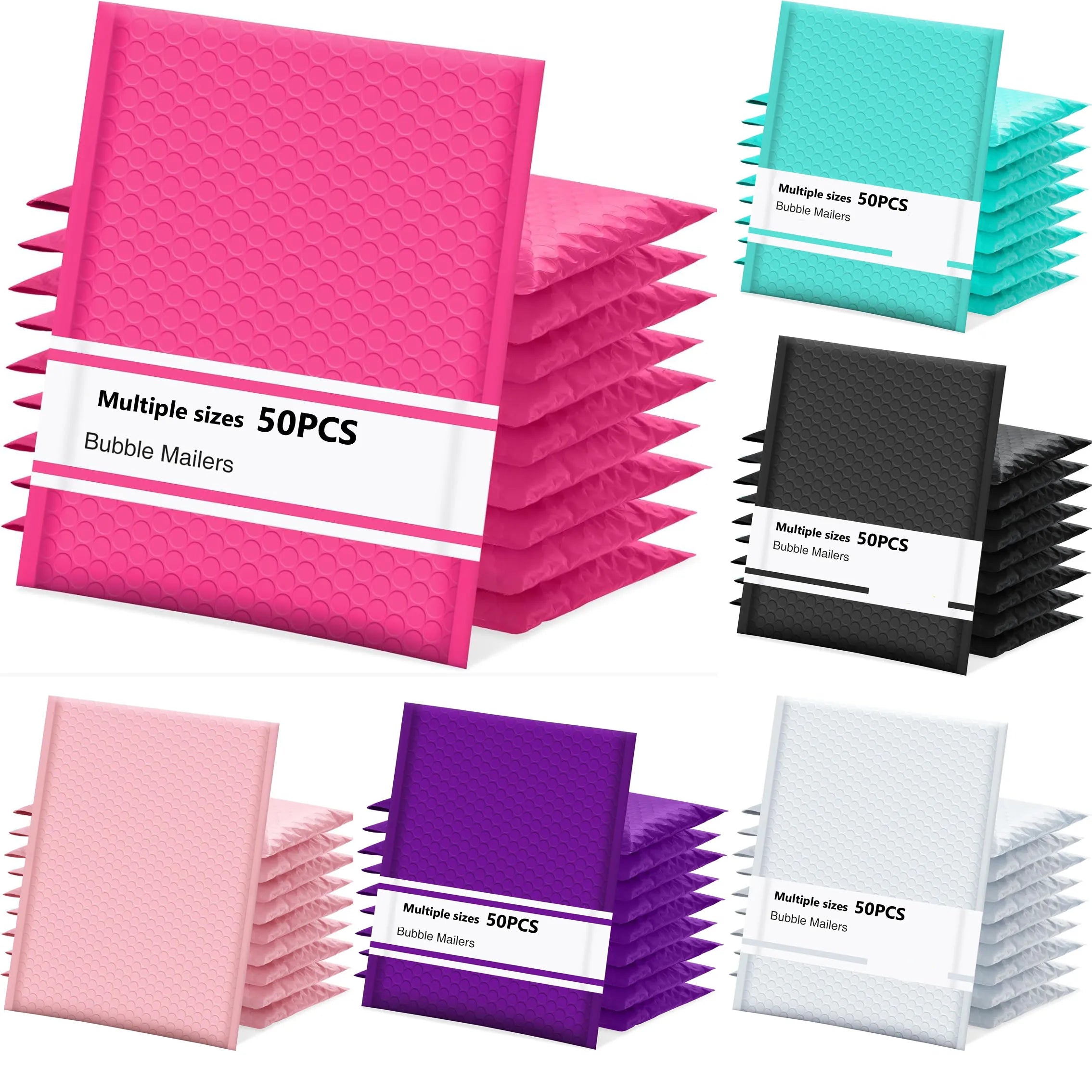 50 Pcs Multi Colors Bubble Mailer Bubble Padded Mailing Envelopes Mailer Poly for Packaging Self Seal Shipping Bag ﻿