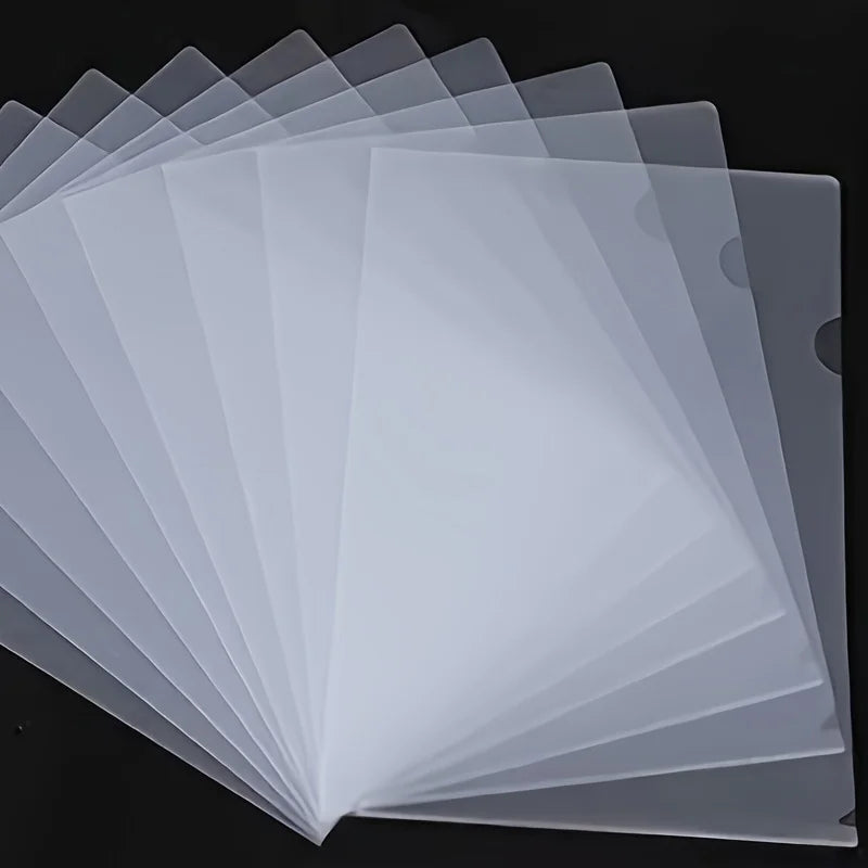 50-Pack PVC Waterproof L-Shaped Plastic Folders, A4 Document Holders and Rectangular Envelopes for Office Storage